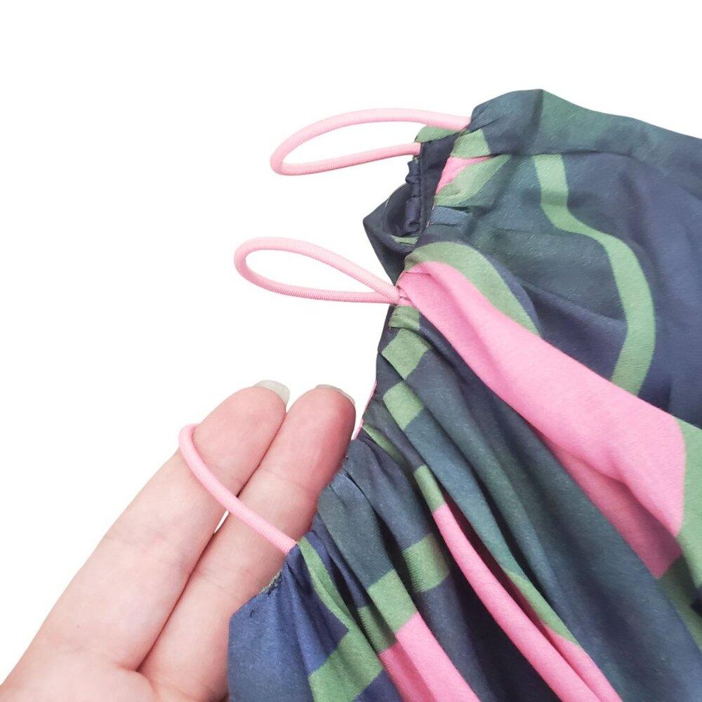 NEW Ahluwalia Side Cutout Ruched Satin Mini Skirt Pink Green Forest Fairy - Picture 9 of 13